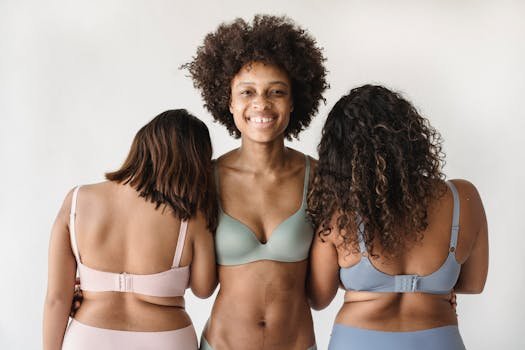 A diverse group of women posing with confidence in stylish underwear against a white backdrop.