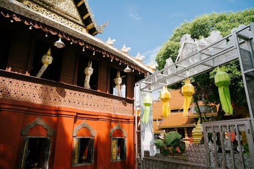 Top 5 Lenjerii Intime Damă: Review-uri și Ghidul de Alegere pentru 2024 6 Stunning view of colorful lanterns and ornate temple architecture in Chiang Mai, Thailand.