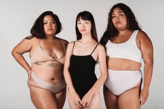 Top 5 Tendințe Incitante în Lenjeria Intimă și Îmbrăcămintea Feminină în 2024 4 Empowering studio photo of three women embracing diversity and body positivity in stylish lingerie.